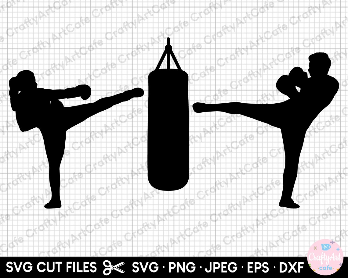 Kickboxer Svg Png Kickboxer Silhouette Punching Bag Kickboxer Vector