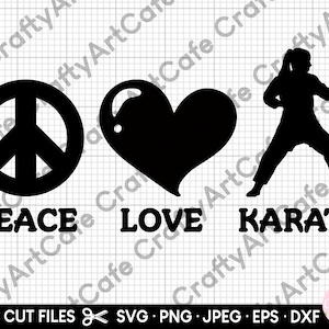 karate girl svg for cricut karate girl png karate svg peace love karate eps dxf jpg