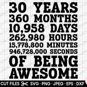 30th birthday svg 30 years old svg 30th birthday png