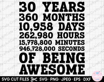30th birthday svg 30 years old svg 30th birthday png