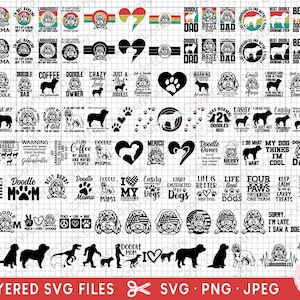 Lot labradoodle svg cricut coupe fichiers à usage commercial gratuit labradoodle png bundle labradoodle silhouette clipart furtivement