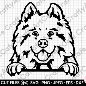 May include: Black and white line art illustration of a dog peeking over a surface. The dog has a happy expression with its tongue sticking out.