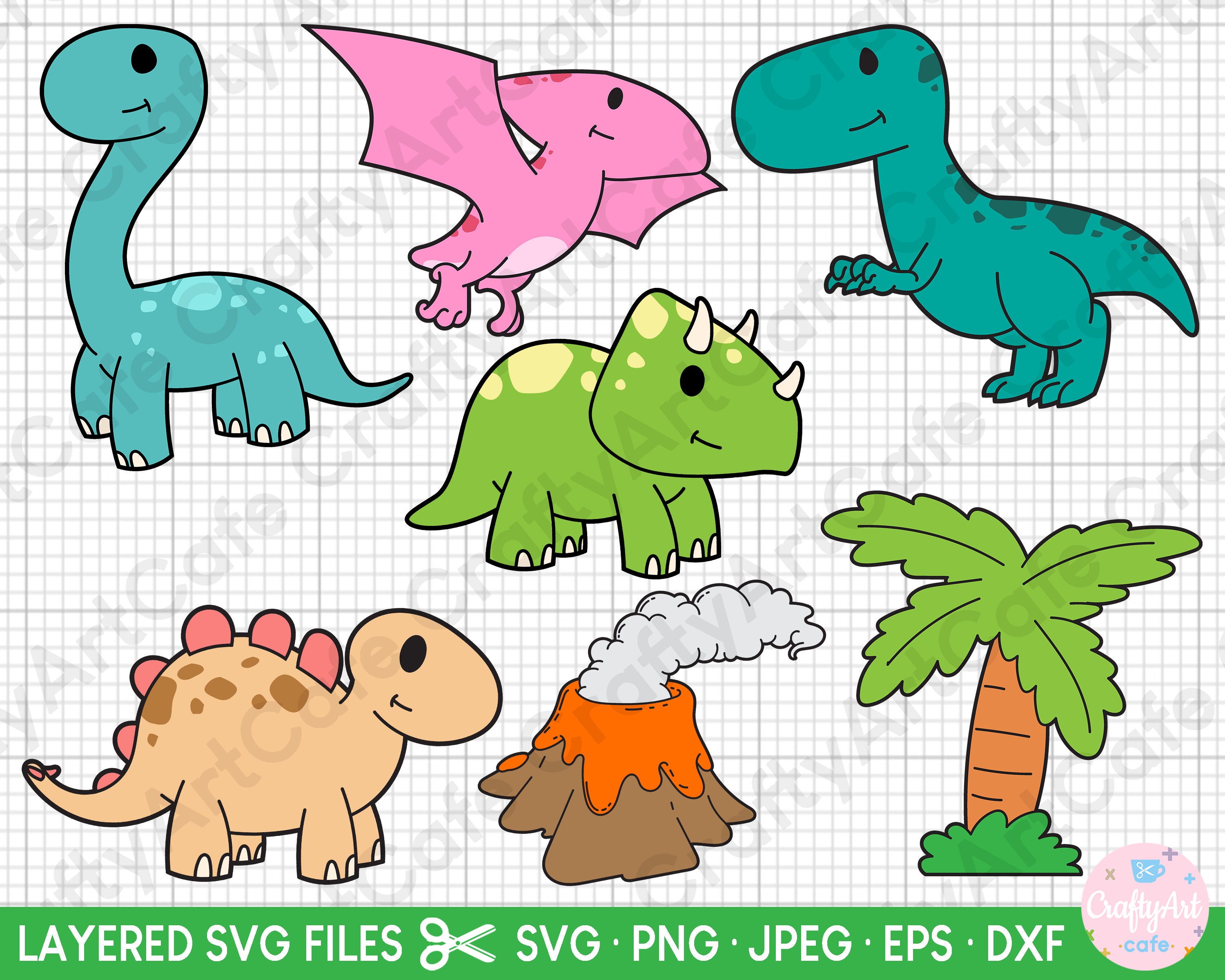 Cute Dinosaurs Svg Bundle for Cricut Stegosaurus Brachiosaurus | Etsy ...