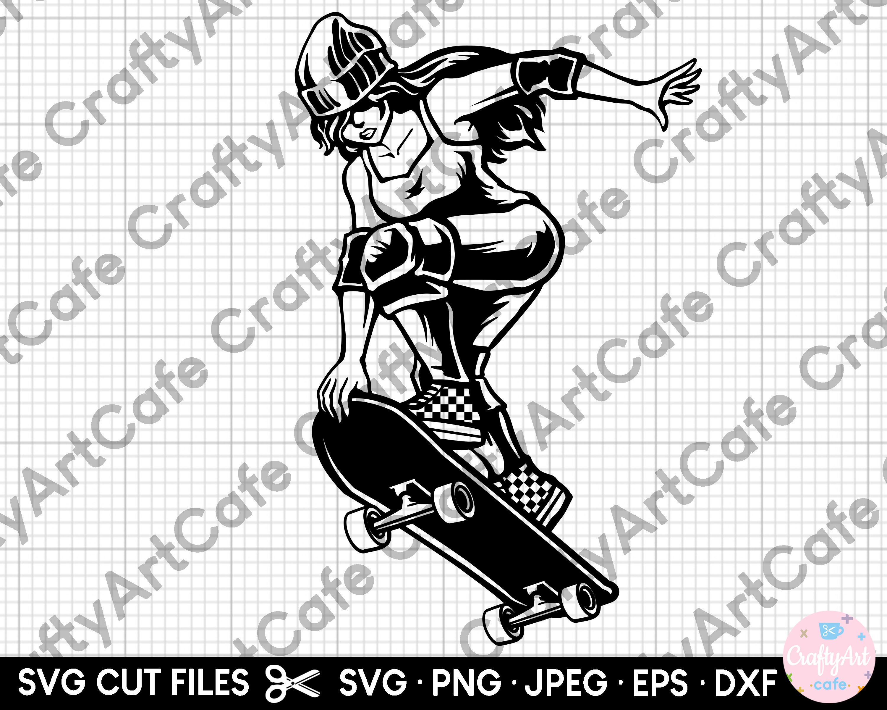 Skater Girl Svg for Cricut Skater Girl Png Skateboarder Girl Jump Svg Skateboarder Clipart