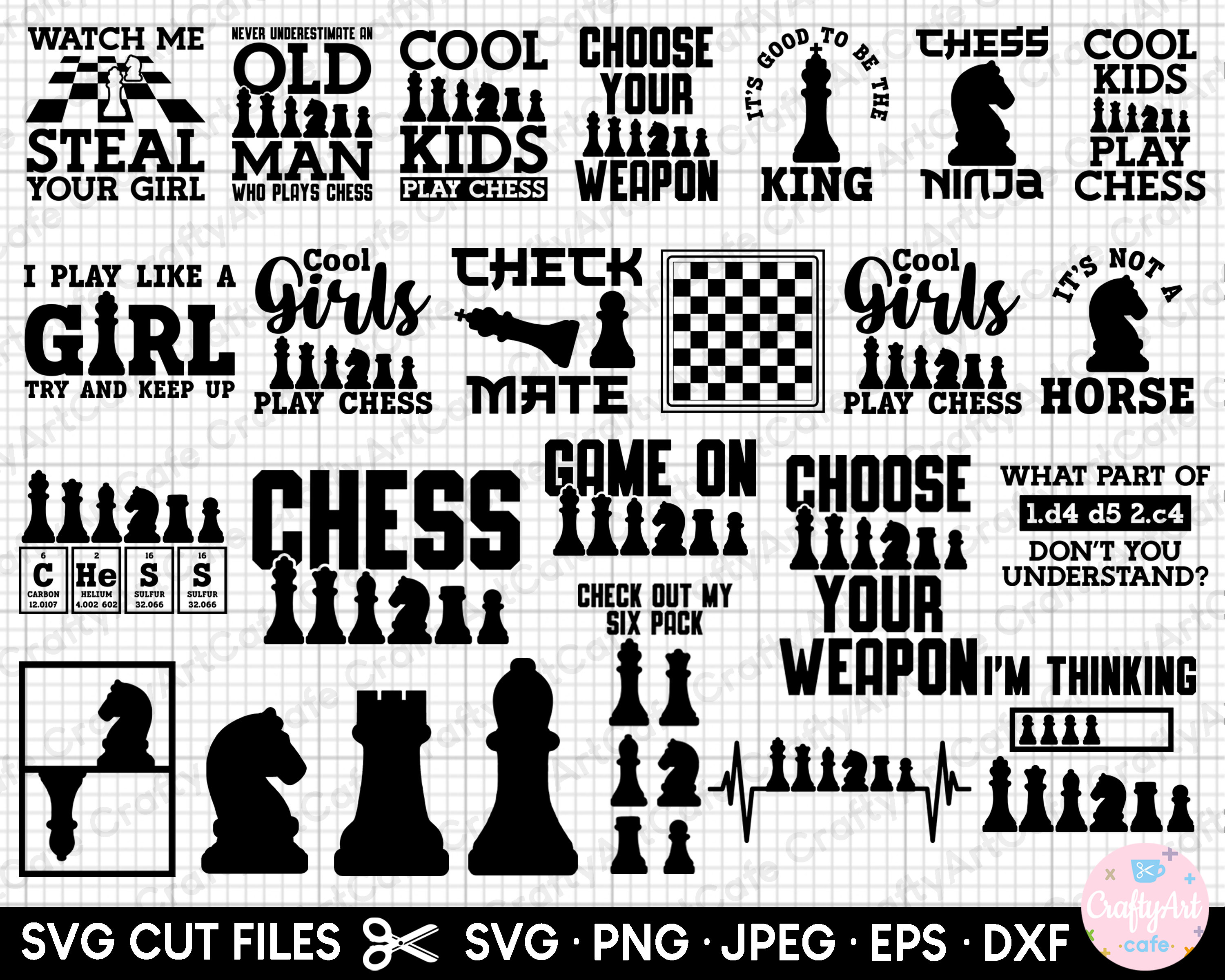 Think Retro Vintage Chess Pieces Player Gifts Chess Coach Svg Png Dxf  Digital Cutting File