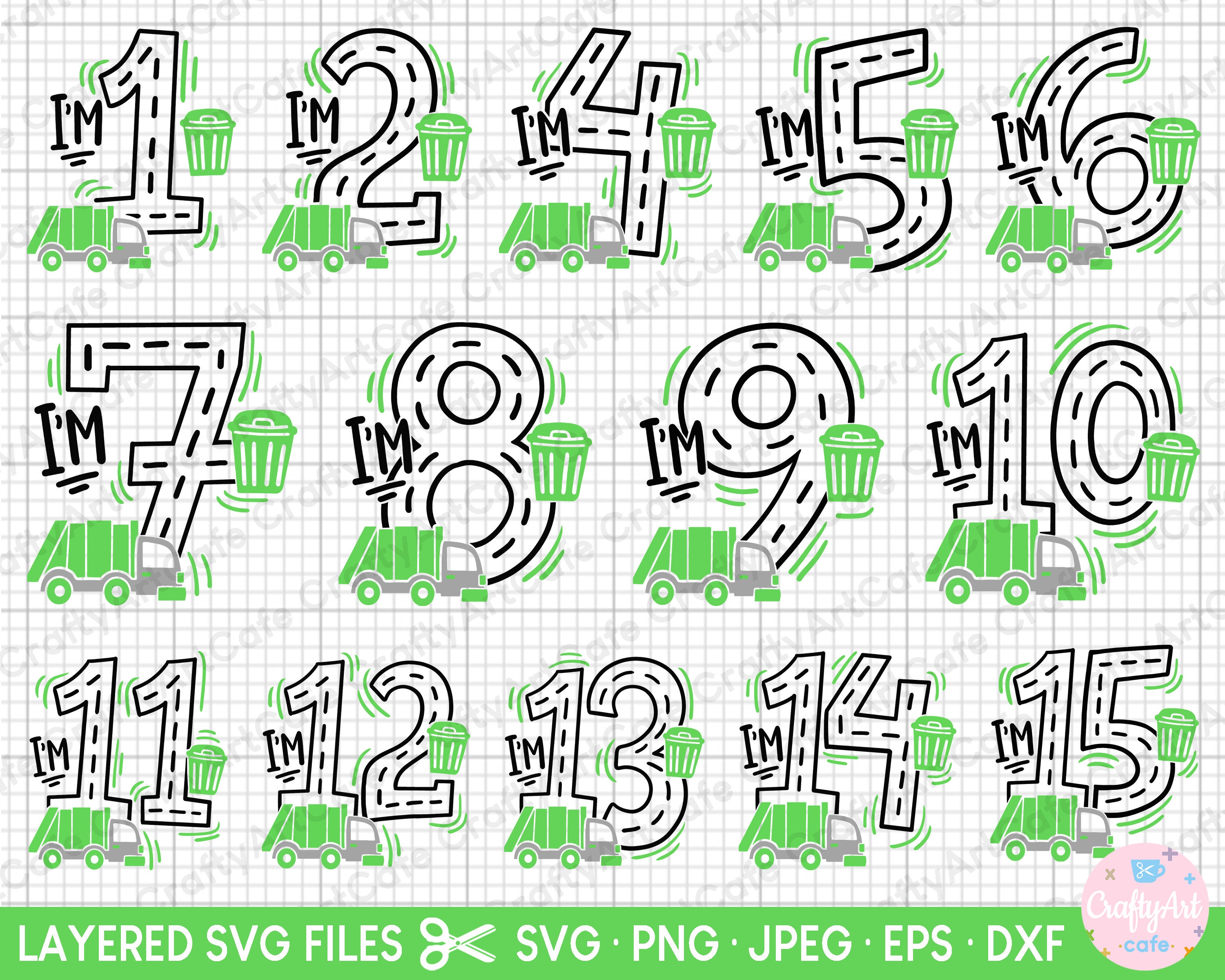Garbage Truck Birthday Svg Bundle Cricut Garbage Truck Png Bundle