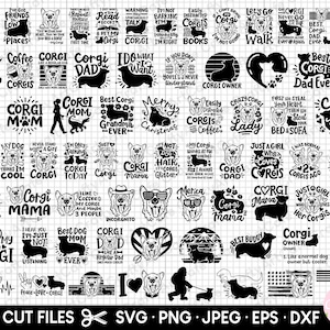 Corgis svg bündeln Cricut geschnitten Dateien freie kommerzielle Nutzung Corgis Png bündeln welsh Corgis Pembroke svg bündeln eps dxf jpg vektor-clipart