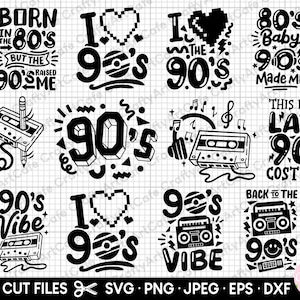 90s svg bundle cricut 90s party 90s t shirt designs svg 90s png bundle 90s vibe I love 90s eps dxf jpg