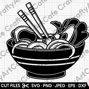 Delicious Ramen Noodles with Chopsticks Clipart Digital Download SVG PNG  JPG PDF Cut Files