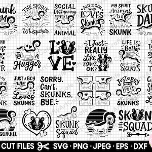 skunk svg bundel cricut skunk png bundel gratis commercieel gebruik skunk shirt ontwerpen skunk eps dxf jpg