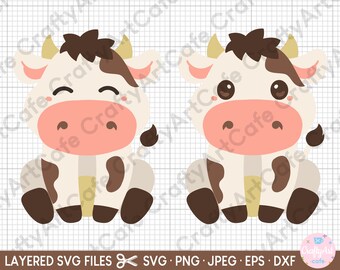 Archivos SVG de vaca bebé, vaca linda, archivos SVG de vaca para Cricut, archivo de corte en capas, paquete de archivos SVG de vaca para uso comercial gratuito.