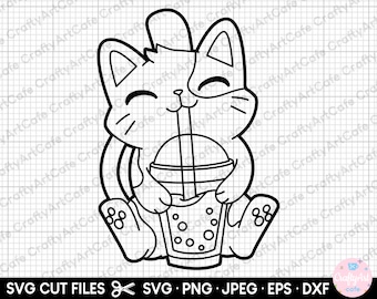 cat with boba tea svg crucut cut file cat with boba tea png cat with bubble tea svg png cat with bubble tea svg png clipart vector