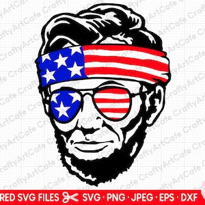 abraham lincoln svg us flag headband abraham lincoln 4th og july abraham lincoln head clipart svg png vector cut file cricut
