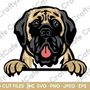 Mastiff Peeking SVG Mastiff Owner Mastiff Lover SVG Cricut Layered File Cut File Png Eps Dxf Clip Art Illustration