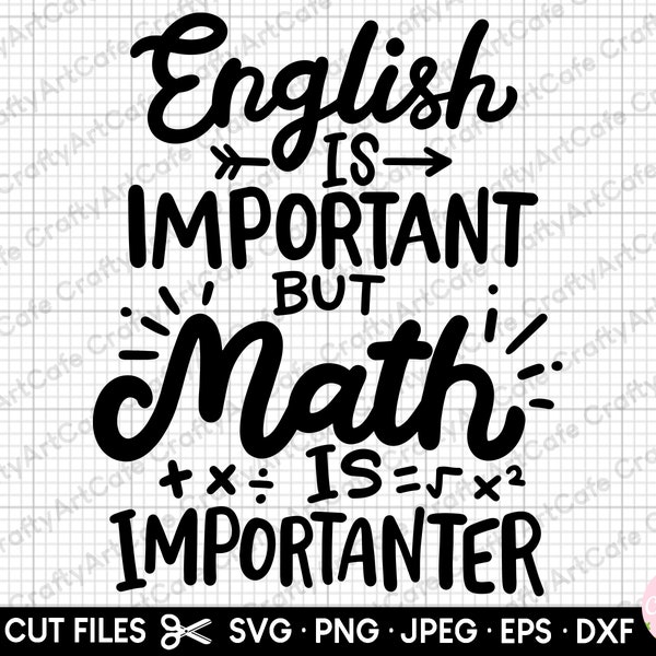 math teacher svg math teacher png math svg png cut file cricut shirt english is important but math is importanter