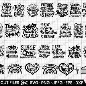 teatro svg paquete teatro png paquete cricut archivos de corte teatro camisa diseño paquete uso comercial gratuito eps dxf jpg