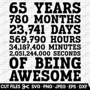 65th birthday svg 65 years old svg 65th birthday png