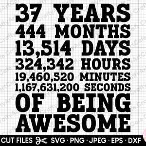 37th birthday svg 37 years old svg 37th birthday png
