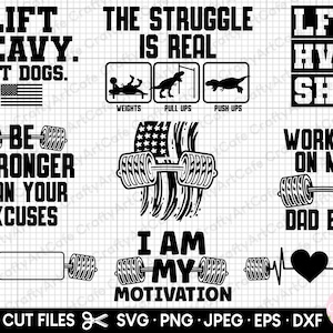 gym svg bundle for cricut shirt gym png bundle commercial use fitness svg png workout svg png weightlifting svg png