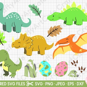 Cute Dinosaur SVG Cute Dinos Svg T-Rex SVG Tyrannosaurus Rex SVG Stegosaurus Svg Triceratops Svg Brachiosaurus Svg Pterodactyl Svg Png