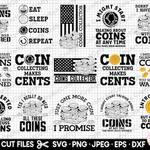 muntenverzamelaar svg bundel muntenverzamelaar cadeau svg png eps dxf gesneden bestanden cricut commercieel gebruik