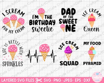 ice cream svg cricut cut file bundle commercial use