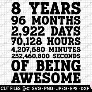 8th birthday svg 8 years old svg 8th birthday png