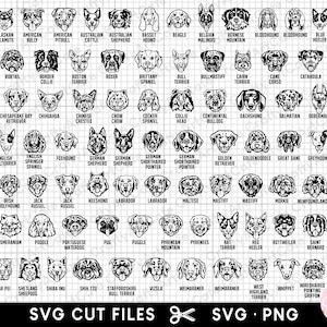 hond hoofd svg png bundel cricut commercieel gebruik Duitse herder golden retriever rottweiler Australische herder veedrijvershond beagle teckel