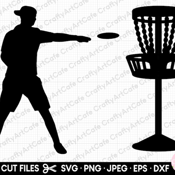disc golf silhouette, disc golfer silhouette, disc golf svg, disc golf png, commercial use