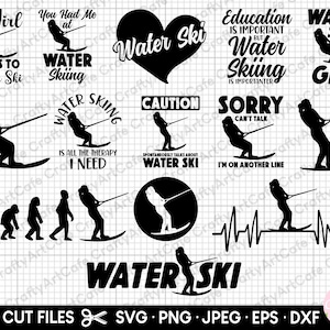 waker ski svg bundle water ski clipart water ski silhouette