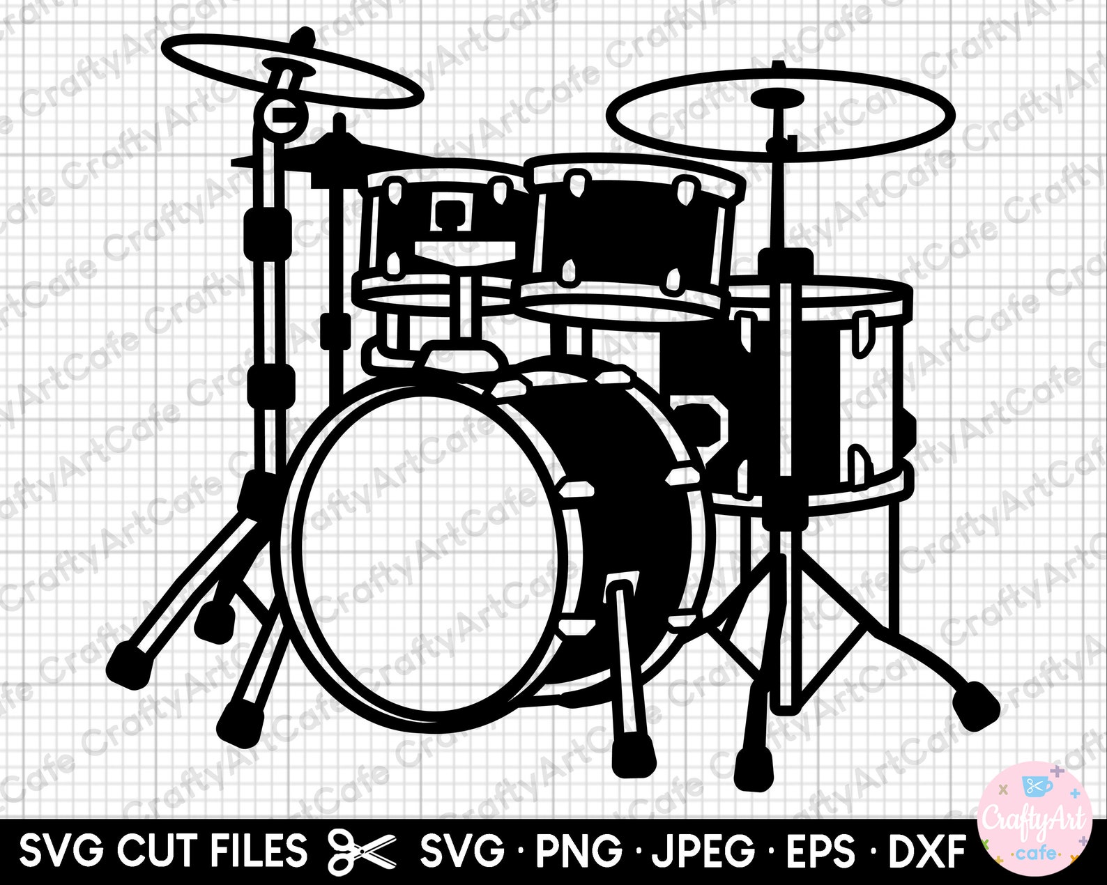 Drum Set Silhouette Drum Set Clipart Drum Set Svg Drum Set Vector Drum