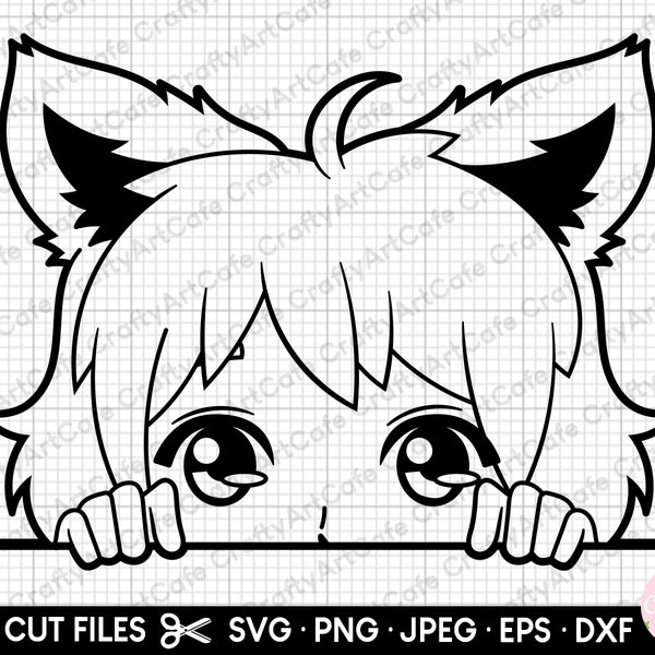 anime girl svg png anime girl peeking svg png eps dxf cut file