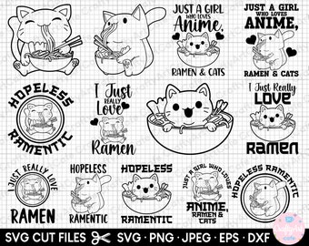 ramen svg png ramen cat svg png anime cat svg png anime svg bundle