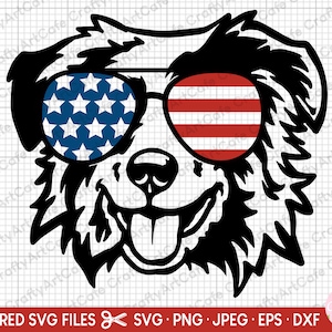 australian shepherd sunglasses 4th of july svg png cricut