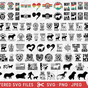 bulldog inglés svg paquete cricut bulldog inglés png paquete uso comercial gratuito bulldog inglés silueta clipart mirar jpg