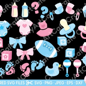 Geschlecht offenbaren SVG-Artikel Clipart Bundle SVG-Schnittdateien für Cricut Layered