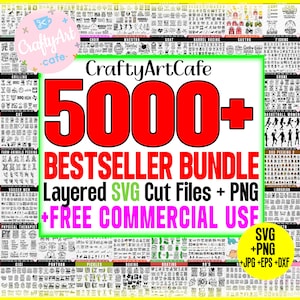 5000+ MEGA SVG Bundle Cricut Cut Files PNG Bundle Sublimation T Shirt Designs Bundle Xxl Files for Cricut Free Commercial Use