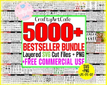 5000+ MEGA SVG Bundle Cricut Cut Files PNG Bundle Sublimation T Shirt Designs Bundle Xxl Files for Cricut Free Commercial Use