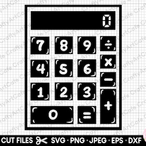 Peut inclure: Calculatrice noire et blanche avec un écran numérique et des boutons pour les chiffres, les opérations et l'égalité. Les boutons sont étiquetés avec les chiffres 0-9, plus, moins, multiplier, diviser et égal.