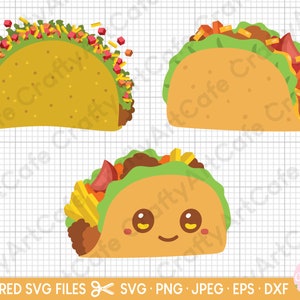 taco svg cut files bundle for cricut cute taco kawaii taco cinco de mayo png svg commercial use