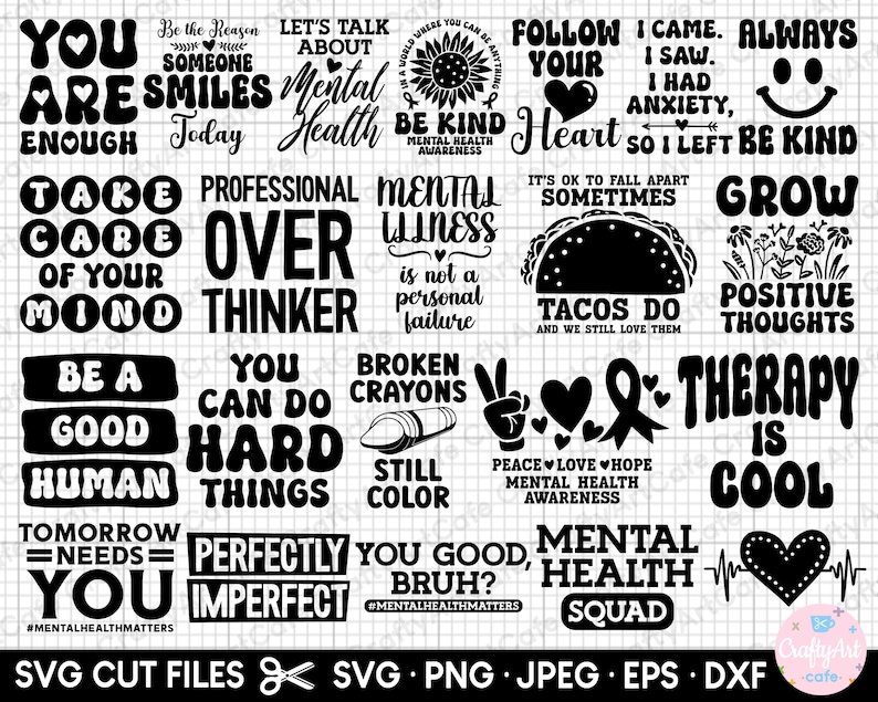Mental Health Svg Bundle Cricut Shirt Mental Health Png Bundle Mental ...