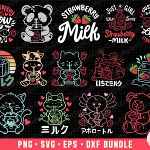 strawberry milk png milk svg milk png bundle sublimination commercial use milk eps dxf cricut cut file t shirt design