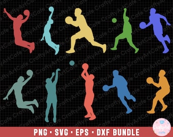 silueta de jugador de baloncesto png baloncesto svg baloncesto png paquete sublimación uso comercial baloncesto eps dxf cricut corte