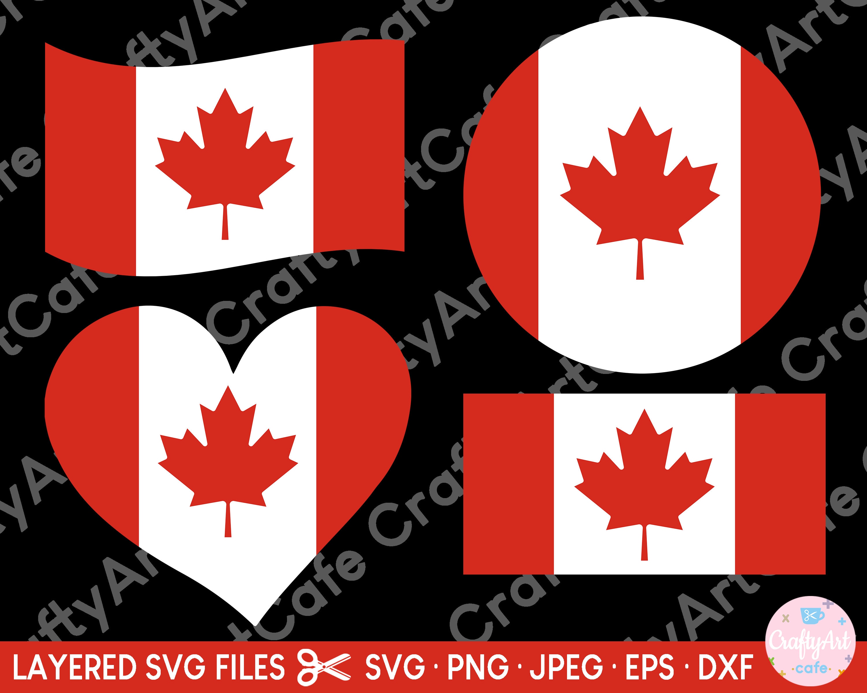 Canada Flag Svg Bundle Canadian Flag Svg Png Commercial Use Eps Dxf