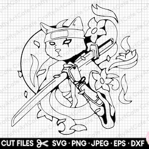 samurai cat svg png clipart free commercial use