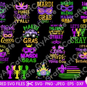 Bundle svg mardi gras mardi gras design bundle svg png eps dxf jpeg svg pour cricut fichiers de coupe en couches dessins vectoriels pour chemises