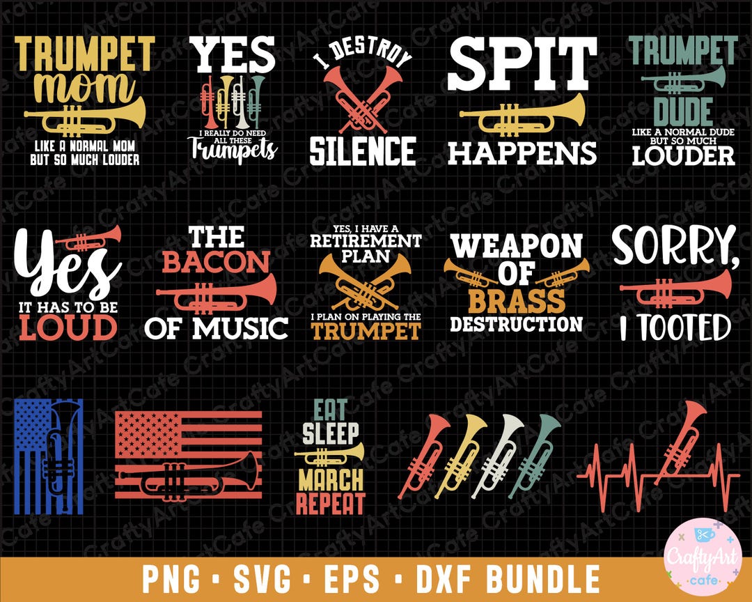 Trumpet Png Trumpet Svg Trumpet Png Bundle Sublimination Commercial Use ...