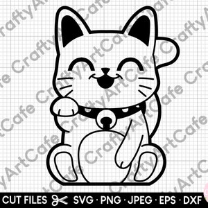 lucky cat svg luck cat svg maneki neko svg maneki svg file for cricut maneki png eps dxf jpeg clipart vector