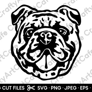 Englische Bulldogge Kopf Silhouette SVG Englische Bulldogge SVG Datei für Cricut
