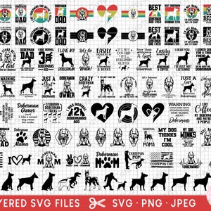 Dobermann svg bundel cricut shirt dobermann png bundel dobermann silhouet gluren vector gesneden bestand gratis commercieel gebruik dobermann gluren